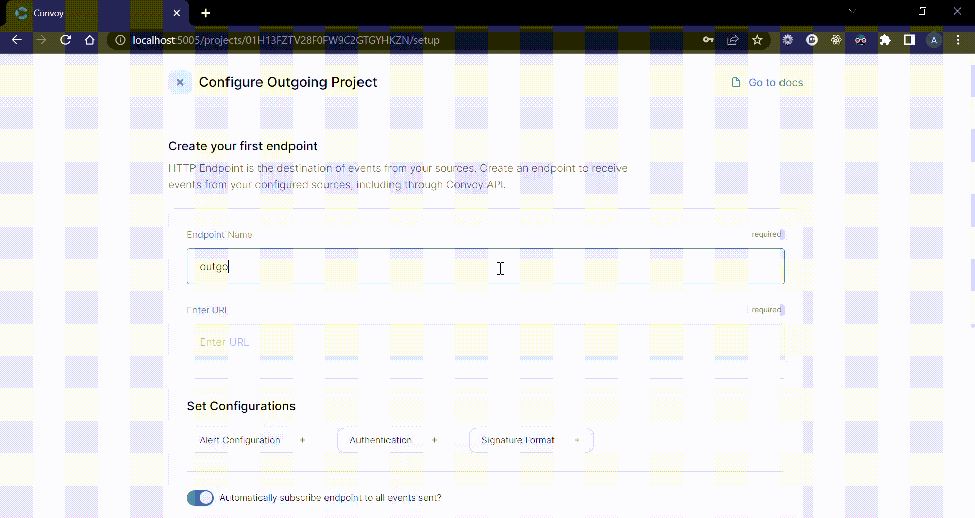 creating subscription with event types